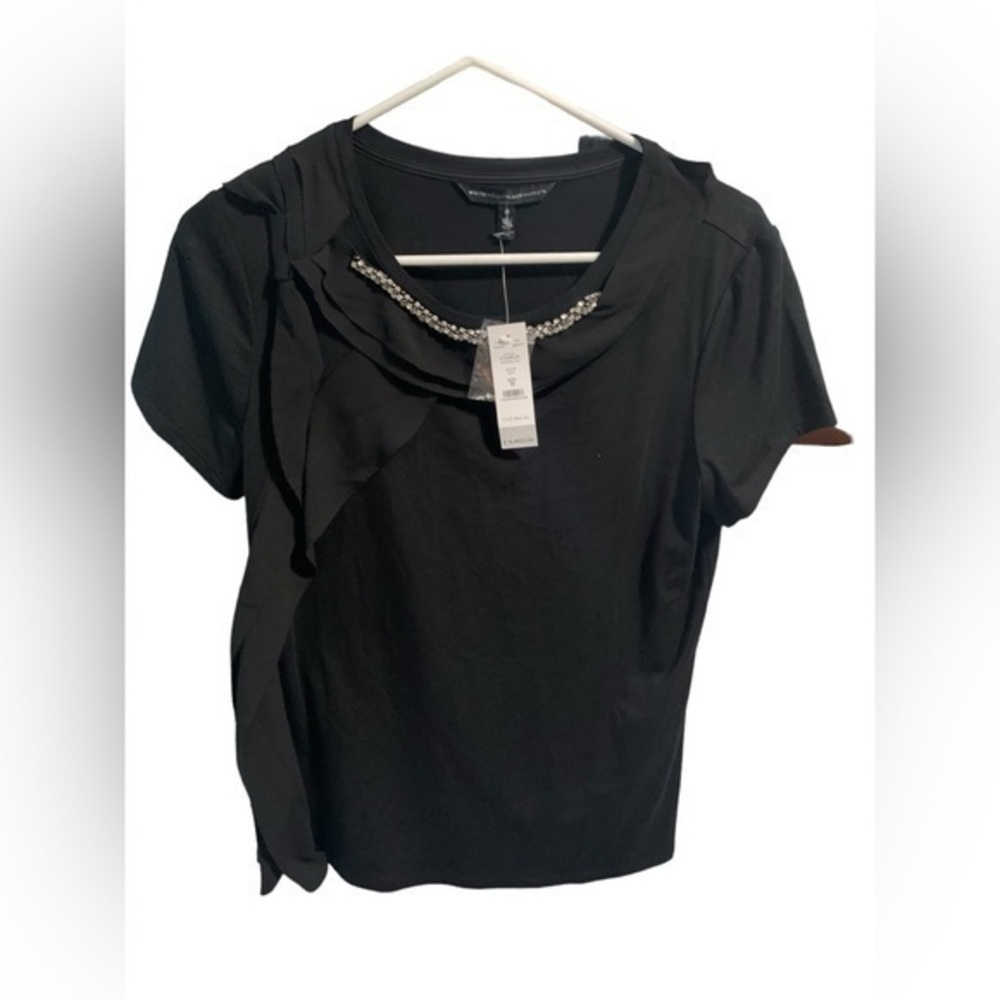 White House Black Market Black Scoop Blouse Size Medium NwT